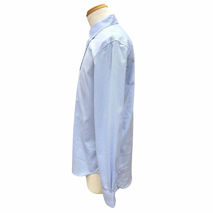美品▼Dior HOMME ディオールオム 26SS 638C527A3118 コットン ロゴ刺繍 ロングスリーブ 長袖シャツ ライトブルー 39 伊製 正規品 メンズ