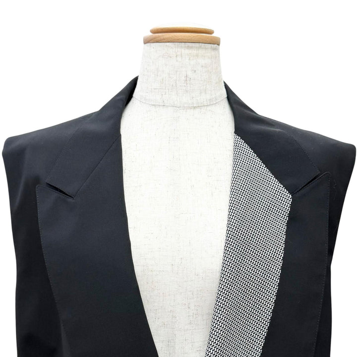 未使用品△LOUIS VUITTON ルイヴィトン 22AW ウール シルク カシュクールデザイン ロングジレ ベスト ブラック 正規品 36 イタリア製