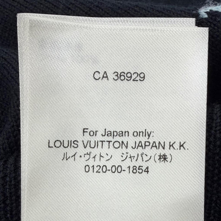 極美品▼LOUIS VUITTON ルイヴィトン 23SS ウール バードジャガード ニットポロシャツ セーター ブラック ライトブルー S 正規品 メンズ