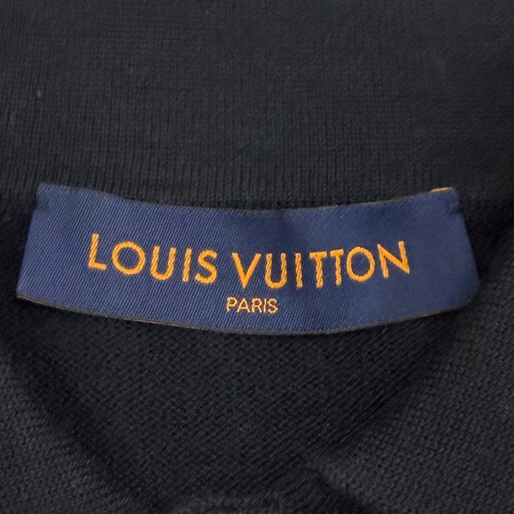 極美品▼LOUIS VUITTON ルイヴィトン 23SS ウール バードジャガード ニットポロシャツ セーター ブラック ライトブルー S 正規品 メンズ