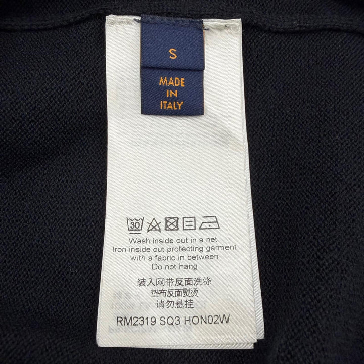 極美品▼LOUIS VUITTON ルイヴィトン 23SS ウール バードジャガード ニットポロシャツ セーター ブラック ライトブルー S 正規品 メンズ