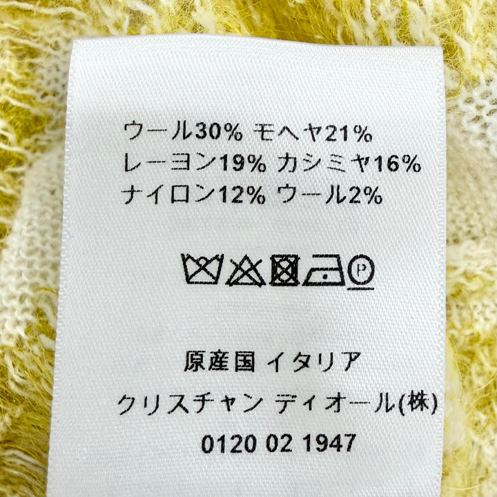 極美品△Christian Dior クリスチャンディオール 144G50AM140 モヘア カシミヤ混 チェック CDロゴボタン Vネック カーディガン 40 正規品
