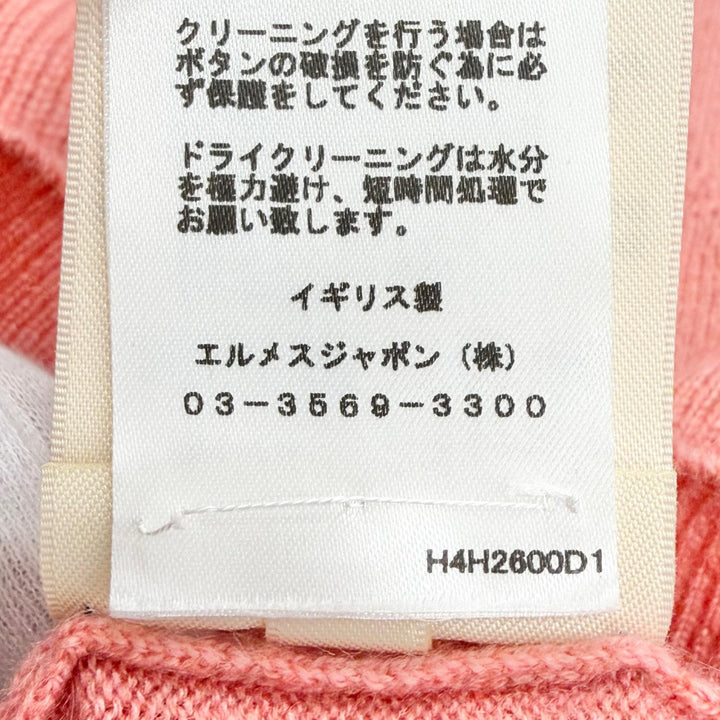 極美品△HERMES エルメス 24SS 4H2600D1 カシミヤ100％ サークルロゴ金具 半袖ニット セーター ピンク 36 イギリス製 正規品 レディース