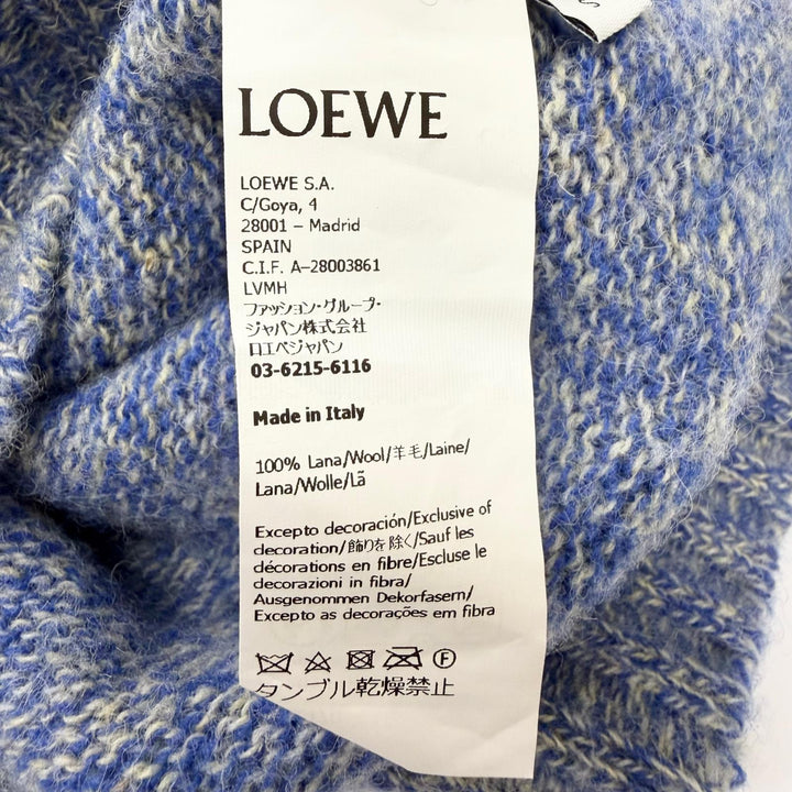 極美品□LOEWE ロエベ H526Y14KFP ウール100％ アナグラム クルーネック ロングスリーブ セーター ブルー S イタリア製 正規品 メンズ