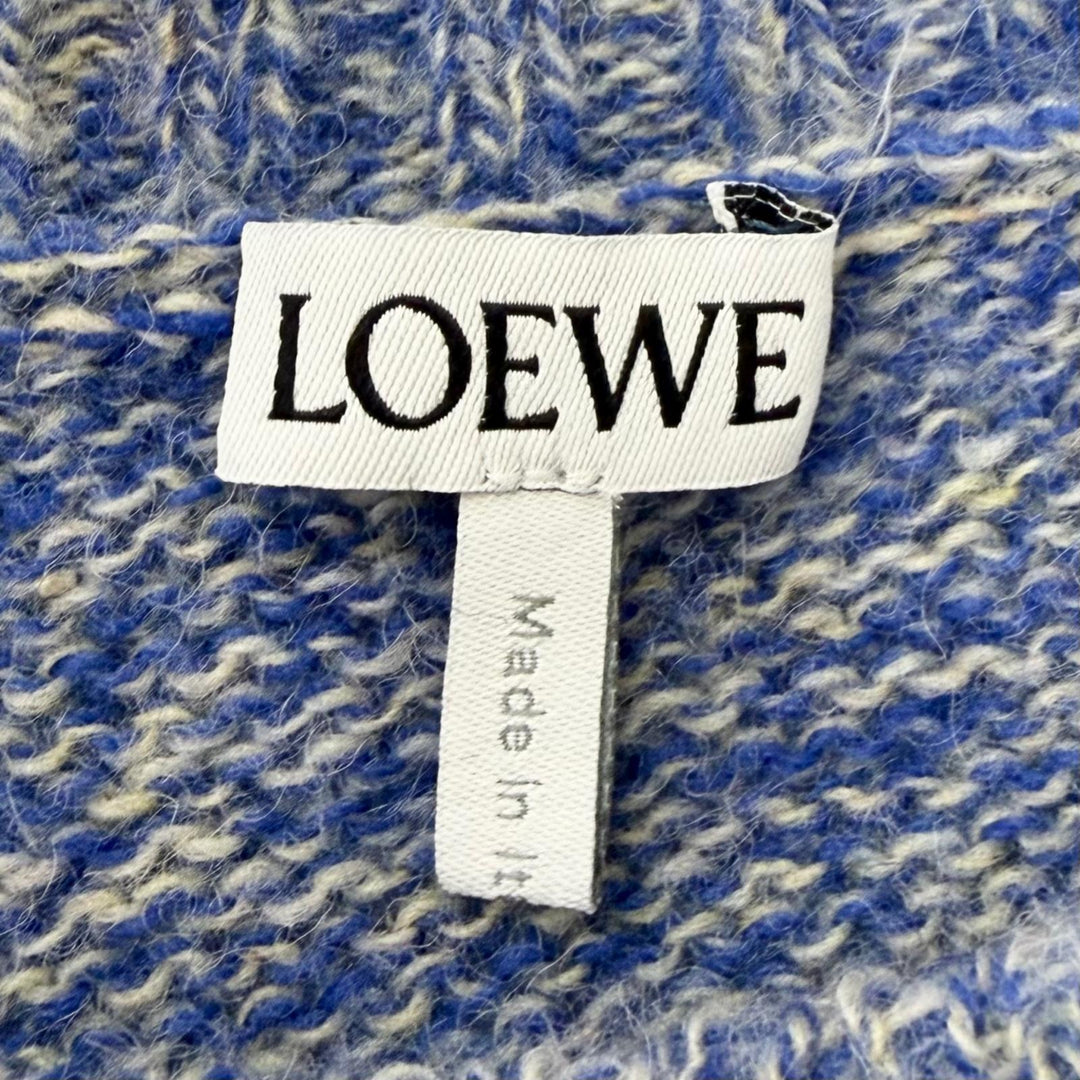 極美品□LOEWE ロエベ H526Y14KFP ウール100％ アナグラム クルーネック ロングスリーブ セーター ブルー S イタリア製 正規品 メンズ