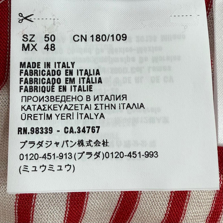 極美品▼PRADA プラダ 2022年製 UMP120 S221 102P シルク コットン ボーダー柄 ショートパンツ レッド ベージュ 50 伊製 正規品 メンズ