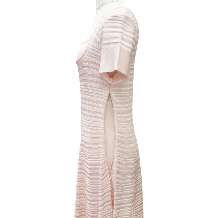 美品△Christian Dior クリスチャンディオール インナーキャミソール付き 半袖 ニット ワンピース ピンク 40 正規品 レディース