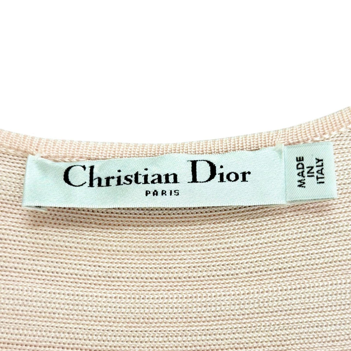 美品△Christian Dior クリスチャンディオール インナーキャミソール付き 半袖 ニット ワンピース ピンク 40 正規品 レディース