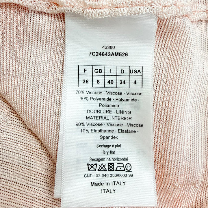 美品△Christian Dior クリスチャンディオール インナーキャミソール付き 半袖 ニット ワンピース ピンク 40 正規品 レディース