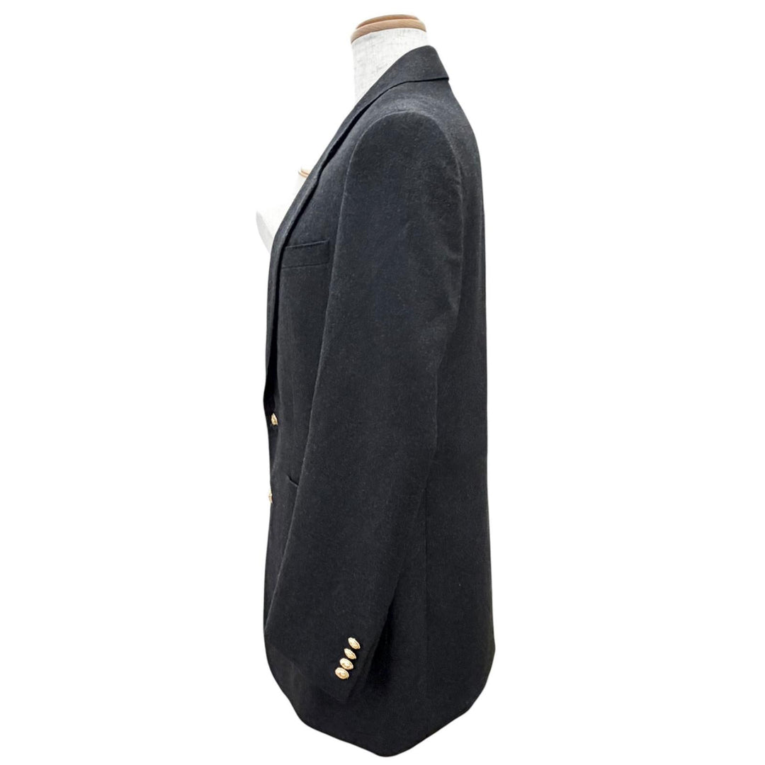 極美品△CELINE セリーヌ 2V58I561F カシミヤ100% 金ボタン シングル テーラードジャケット チャコールグレー 36 伊製 正規品 レディース
