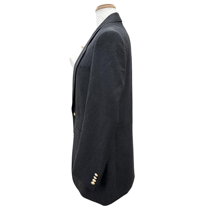 極美品△CELINE セリーヌ 2V58I561F カシミヤ100% 金ボタン シングル テーラードジャケット チャコールグレー 36 伊製 正規品 レディース