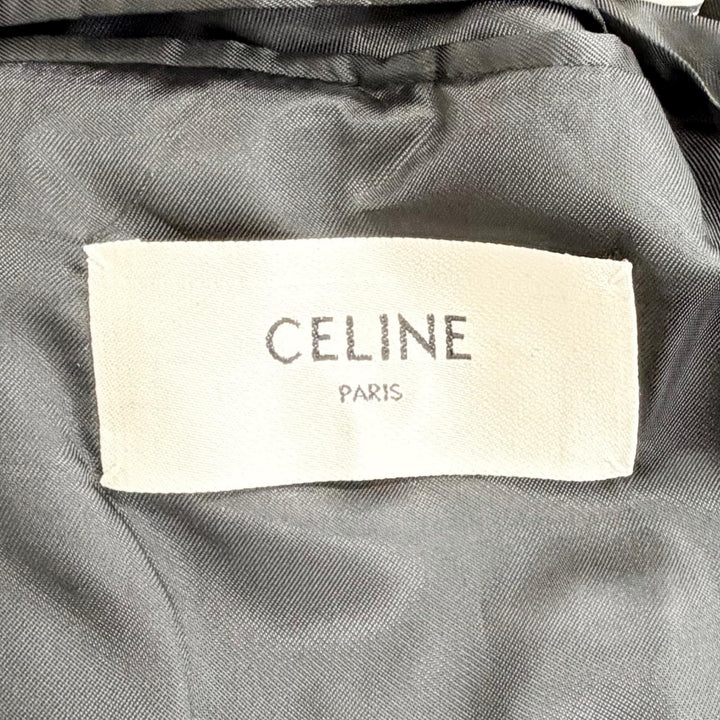 極美品△CELINE セリーヌ 2V58I561F カシミヤ100% 金ボタン シングル テーラードジャケット チャコールグレー 36 伊製 正規品 レディース