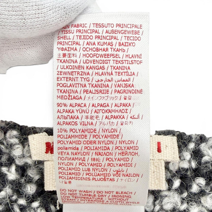 極美品△MARNI マルニ 25AW SCMC0145Y0 アルパカ ロゴワッペン ブークレ織り フリンジ ロング マフラー ブラック ホワイト 伊製 正規品