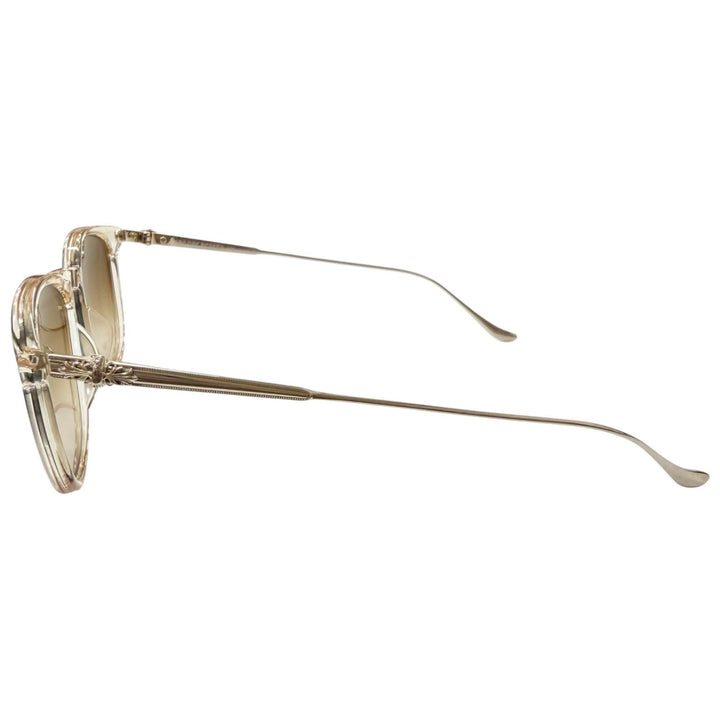 美品□CHROME HEARTS クロムハーツ PLUCK フローラル サングラス クリスタル ゴールド ブラウンレンズ 49□20-145 日本製 メンズ