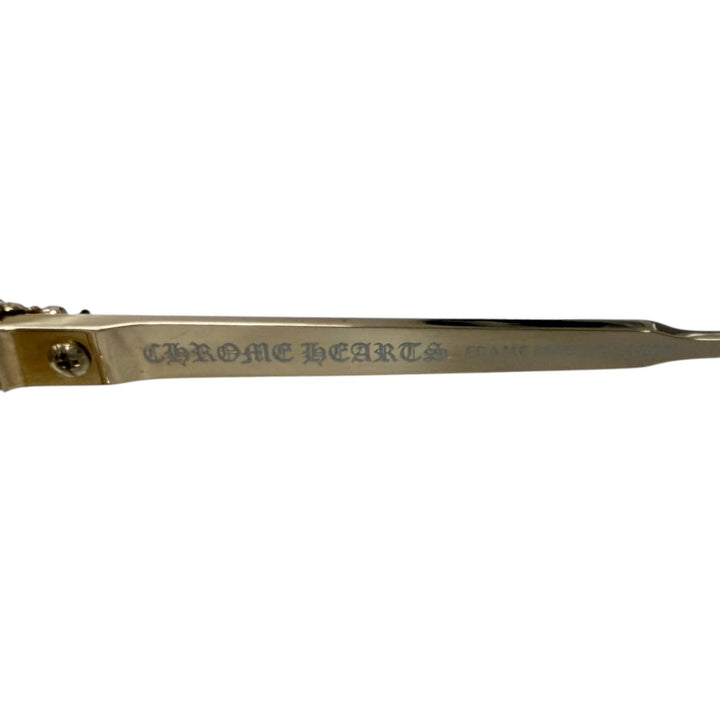 美品□CHROME HEARTS クロムハーツ PLUCK フローラル サングラス クリスタル ゴールド ブラウンレンズ 49□20-145 日本製 メンズ