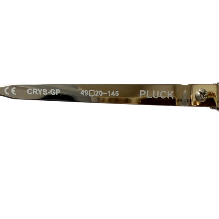 美品□CHROME HEARTS クロムハーツ PLUCK フローラル サングラス クリスタル ゴールド ブラウンレンズ 49□20-145 日本製 メンズ