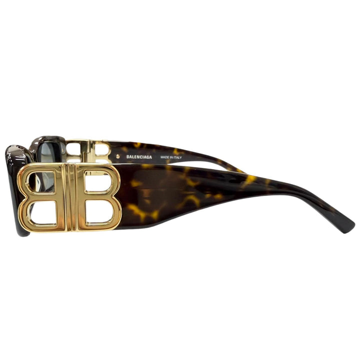 極美品□BALENCIAGA バレンシアガ BB0096S-002 BBロゴ金具 アイウェア サングラス ブラウンマーブル ゴールド 51□18-130 イタリア製