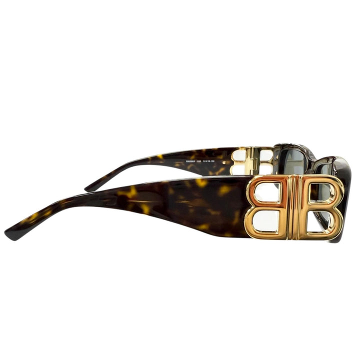 極美品□BALENCIAGA バレンシアガ BB0096S-002 BBロゴ金具 アイウェア サングラス ブラウンマーブル ゴールド 51□18-130 イタリア製