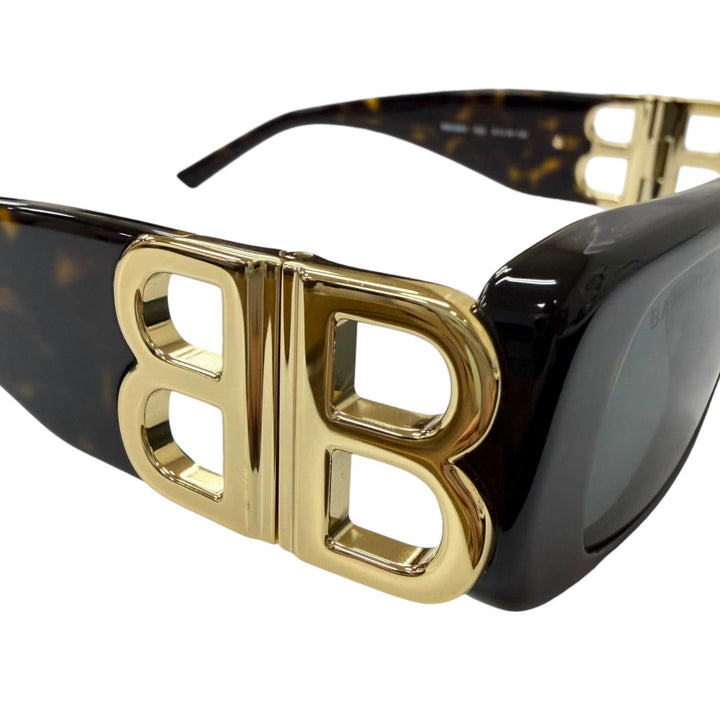 極美品□BALENCIAGA バレンシアガ BB0096S-002 BBロゴ金具 アイウェア サングラス ブラウンマーブル ゴールド 51□18-130 イタリア製