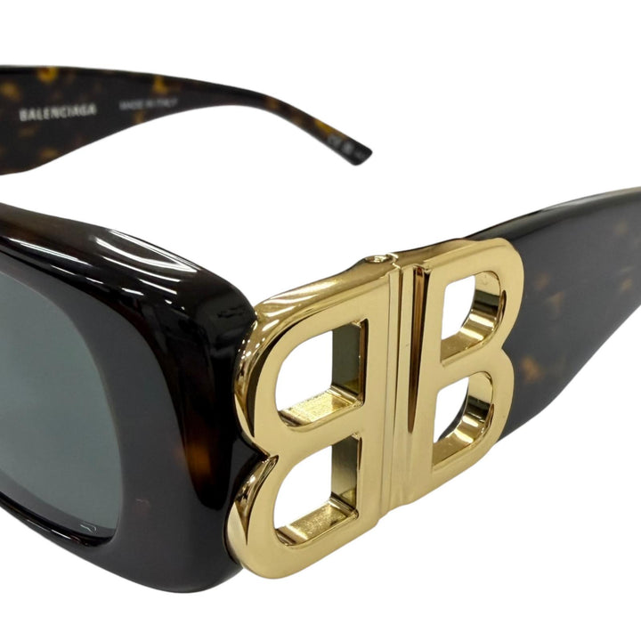 極美品□BALENCIAGA バレンシアガ BB0096S-002 BBロゴ金具 アイウェア サングラス ブラウンマーブル ゴールド 51□18-130 イタリア製