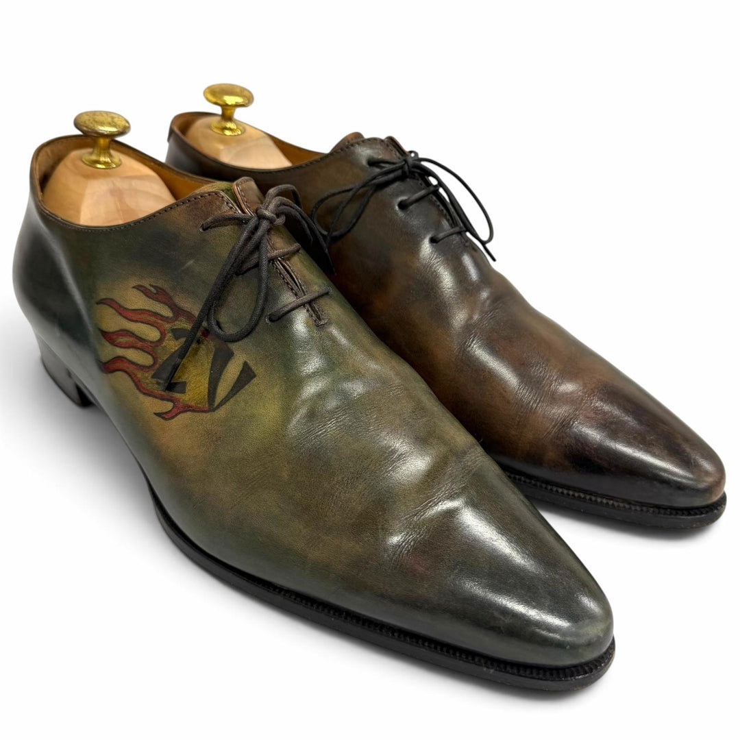 【ドンドン見直し】良品□Berluti ベルルッティ アレッサンドロ タトゥーコレクション パティーヌレザー ドレスシューズ 茶 緑 8