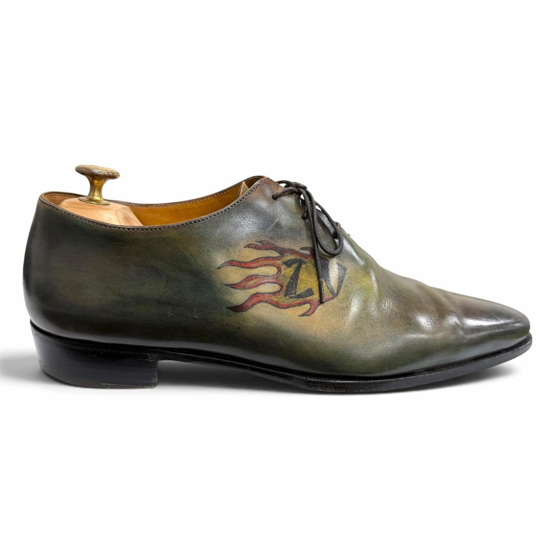 【ドンドン見直し】良品□Berluti ベルルッティ アレッサンドロ タトゥーコレクション パティーヌレザー ドレスシューズ 茶 緑 8