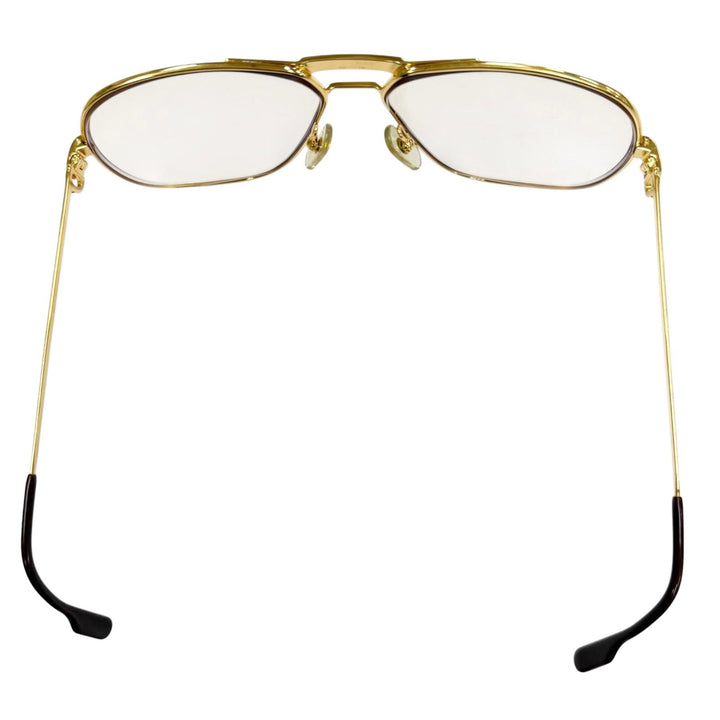 良品▼Cartier カルティエ ヴィンテージ トリニティ ツーブリッジ ロゴ金具 アイウェア サングラス ゴールド ボルドー 62□14 140 度入り