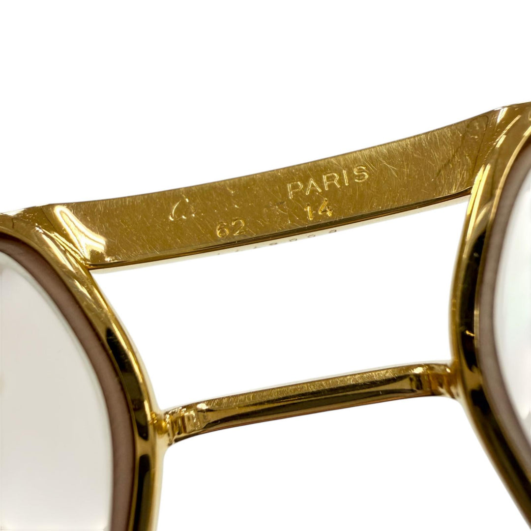 良品▼Cartier カルティエ ヴィンテージ トリニティ ツーブリッジ ロゴ金具 アイウェア サングラス ゴールド ボルドー 62□14 140 度入り