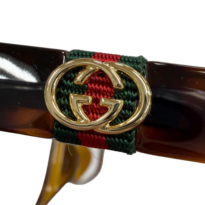 極美品▼GUCCI グッチ GG3670 ウェブライン インターロッキングG べっ甲柄 メガネ 眼鏡 アイウェア クリアブラウン 53□14 伊製 メンズ