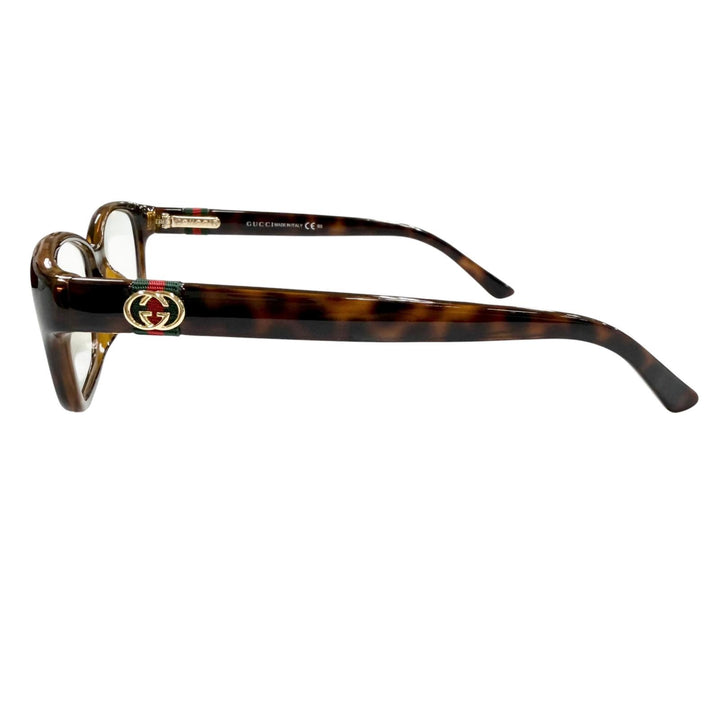 極美品▼GUCCI グッチ GG3670 ウェブライン インターロッキングG べっ甲柄 メガネ 眼鏡 アイウェア クリアブラウン 53□14 伊製 メンズ