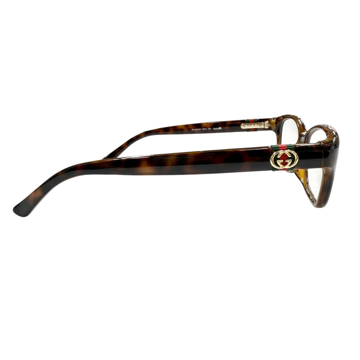 極美品▼GUCCI グッチ GG3670 ウェブライン インターロッキングG べっ甲柄 メガネ 眼鏡 アイウェア クリアブラウン 53□14 伊製 メンズ