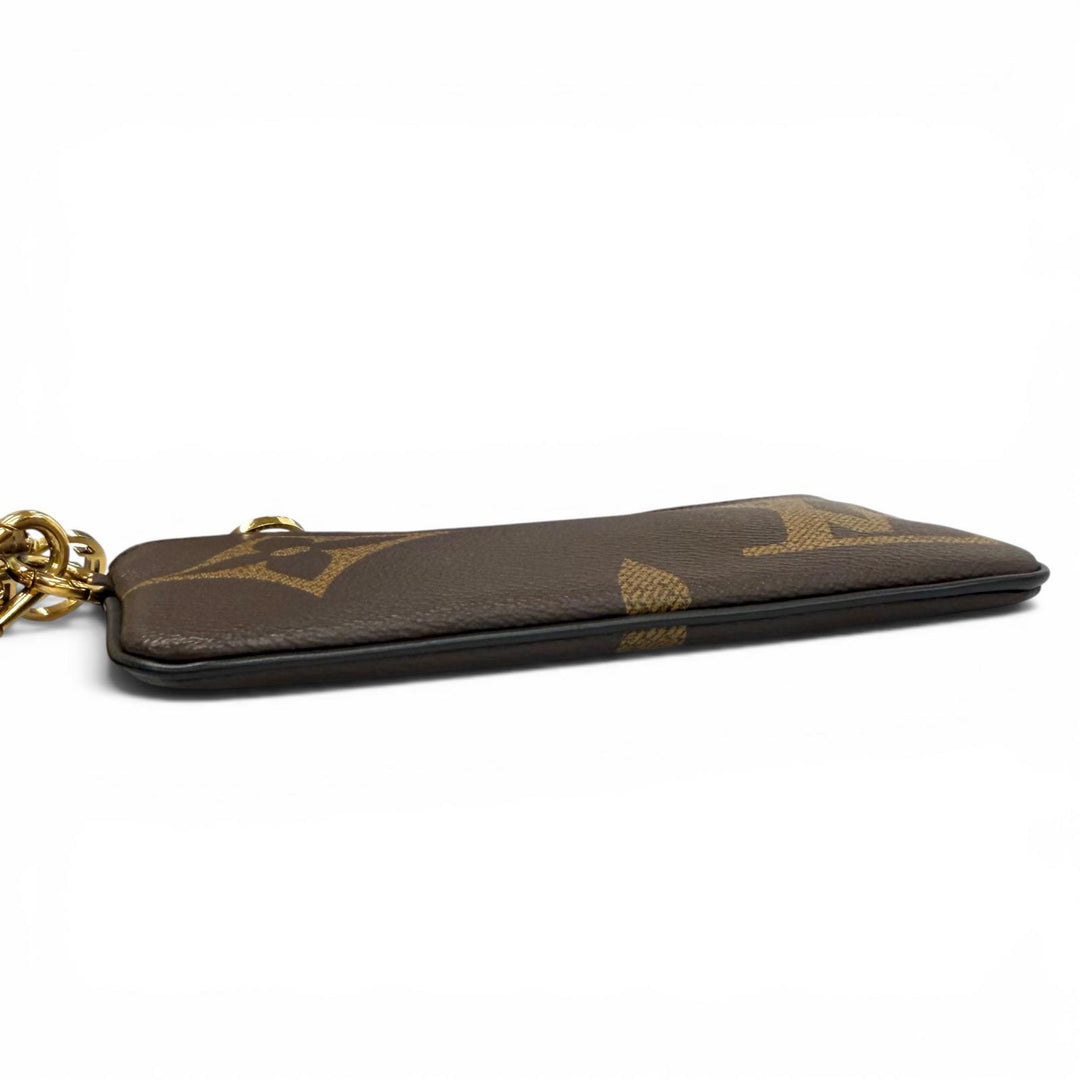 極美品★LOUIS VUITTON ルイヴィトン M68756 モノグラム ジャイアント リバース レザー ポシェット トリオ ブラウン フランス製 保存袋付
