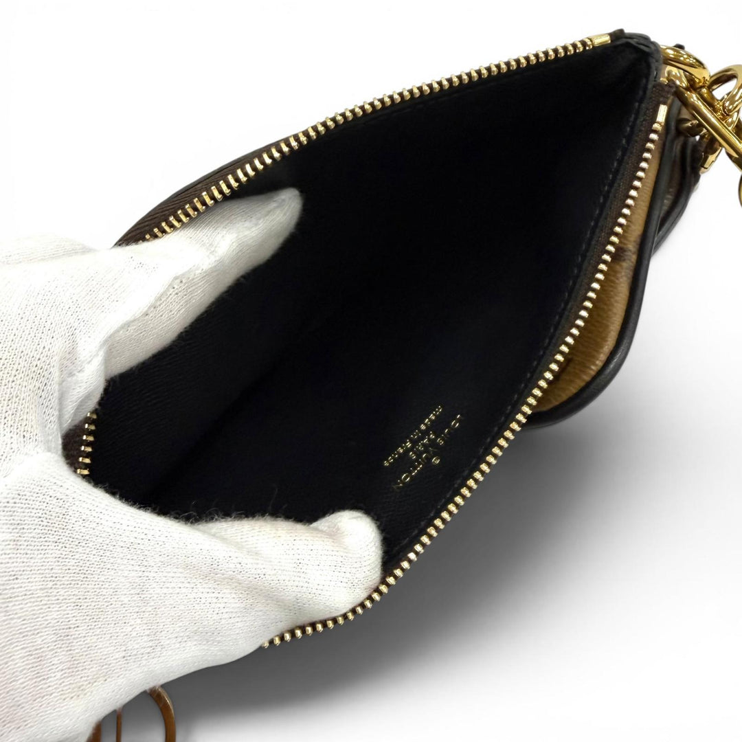極美品★LOUIS VUITTON ルイヴィトン M68756 モノグラム ジャイアント リバース レザー ポシェット トリオ ブラウン フランス製 保存袋付