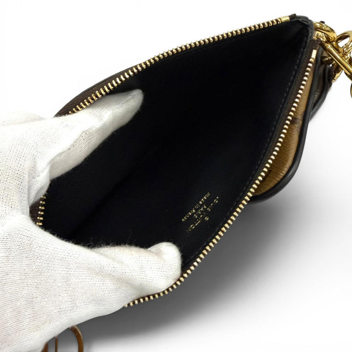 極美品★LOUIS VUITTON ルイヴィトン M68756 モノグラム ジャイアント リバース レザー ポシェット トリオ ブラウン フランス製 保存袋付
