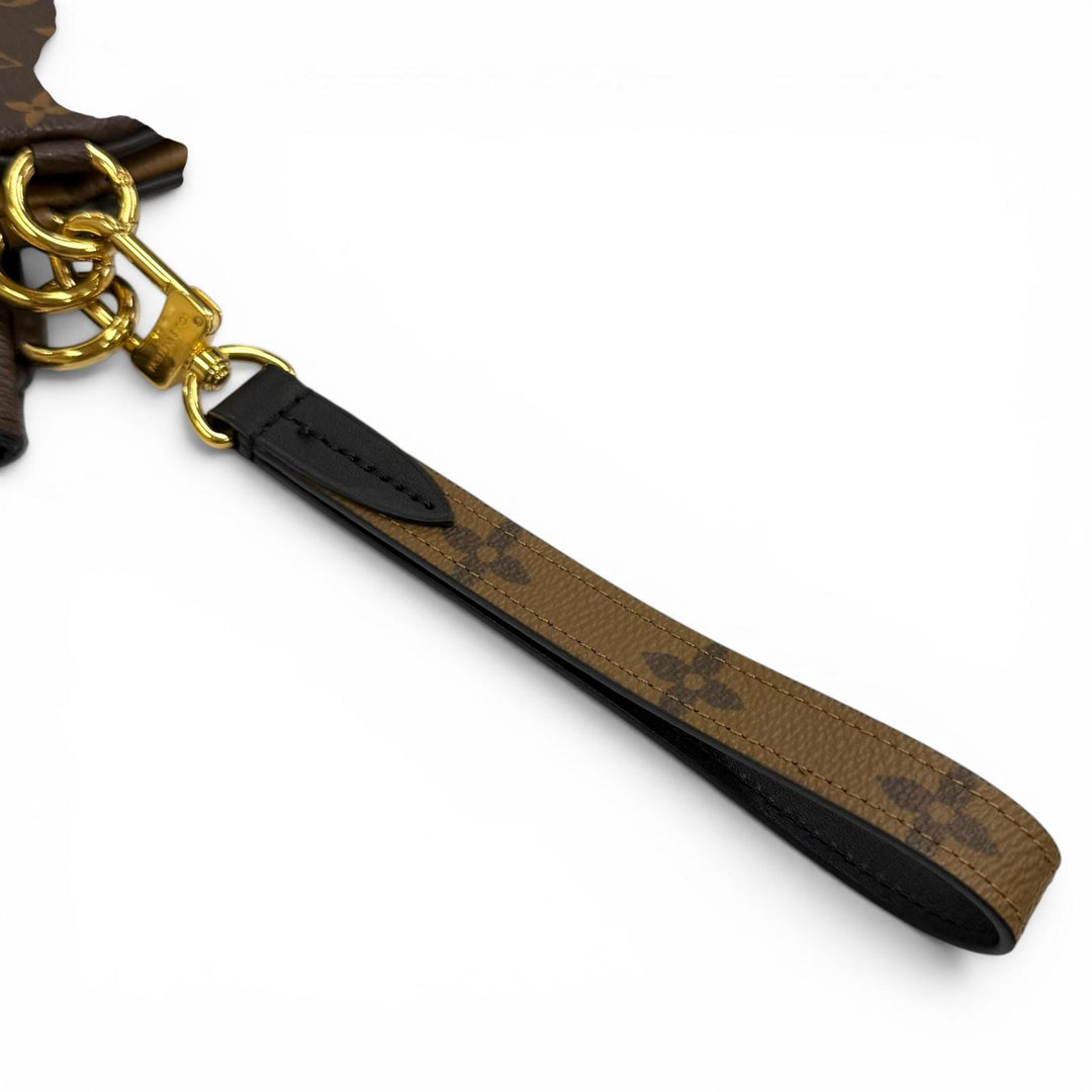 極美品★LOUIS VUITTON ルイヴィトン M68756 モノグラム ジャイアント リバース レザー ポシェット トリオ ブラウン フランス製 保存袋付