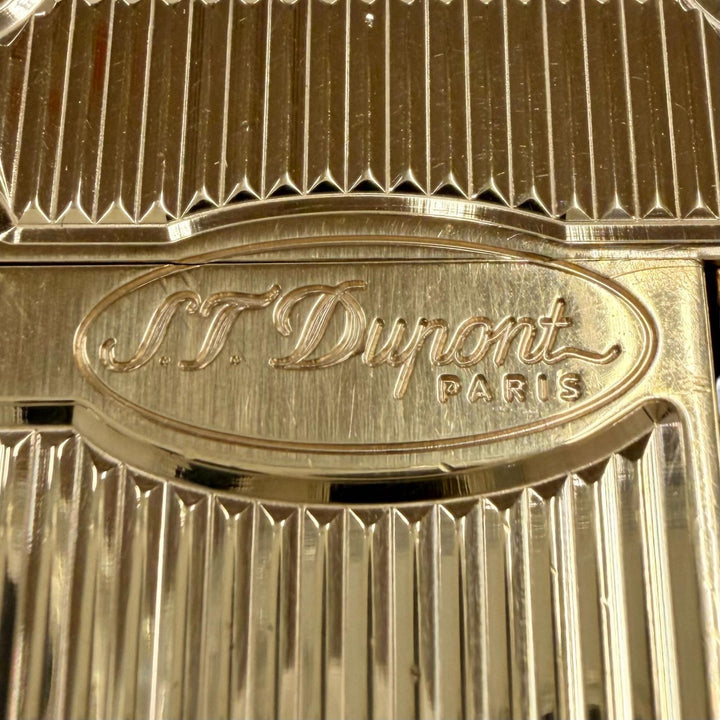 良品◇Dupont デュポン ライン２ アラベスク ロゴ刻印 ローラー式 ガスライター ゴールド フランス製 メンズ 着火確認済み ケース付き