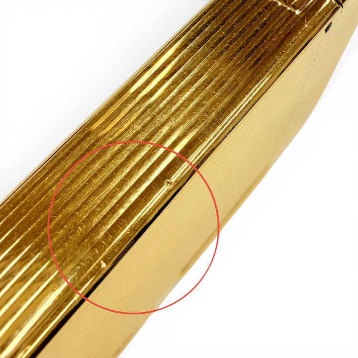 極美品◇Dupont デュポン ギャッツビー ストライプ ロゴ刻印 ローラー式 ガスライター ゴールド フランス製 メンズ 着火確認済 ケース付