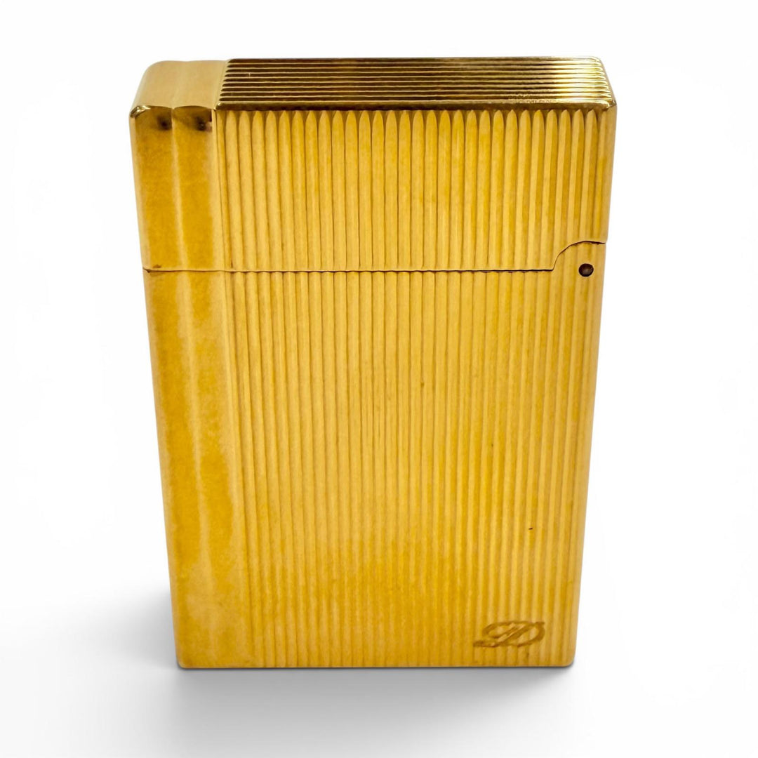 極美品◇Dupont デュポン ギャッツビー ストライプ ロゴ刻印 ローラー式 ガスライター ゴールド フランス製 メンズ 着火確認済 ケース付