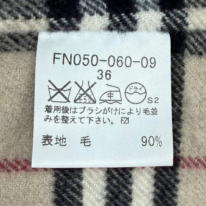 美品★BURBERRY LONDON バーバリーロンドン ウール カシミヤ混 ロゴボタン付 裏地ノバチェック柄 ベルトテッドコート ブラック 36 正規品