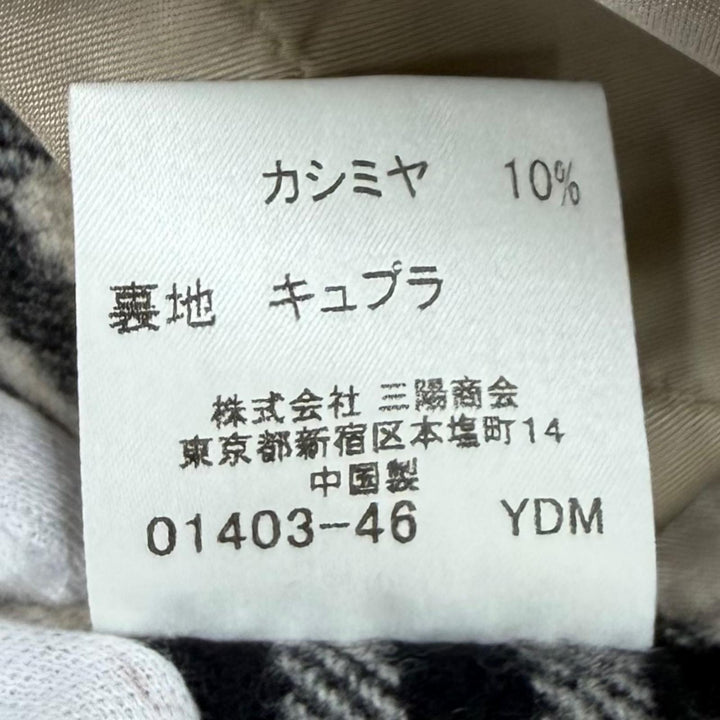美品★BURBERRY LONDON バーバリーロンドン ウール カシミヤ混 ロゴボタン付 裏地ノバチェック柄 ベルトテッドコート ブラック 36 正規品