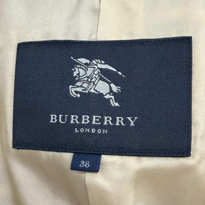 美品★BURBERRY LONDON バーバリーロンドン FN056-051-09 ウール カシミヤ混 ロゴボタン 裏地ノバチェック柄 コート ブラック 38 正規品