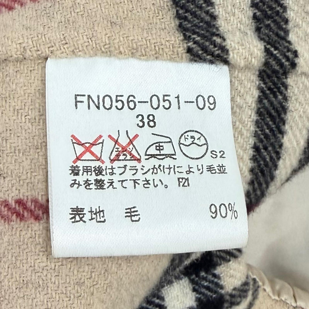 美品★BURBERRY LONDON バーバリーロンドン FN056-051-09 ウール カシミヤ混 ロゴボタン 裏地ノバチェック柄 コート ブラック 38 正規品