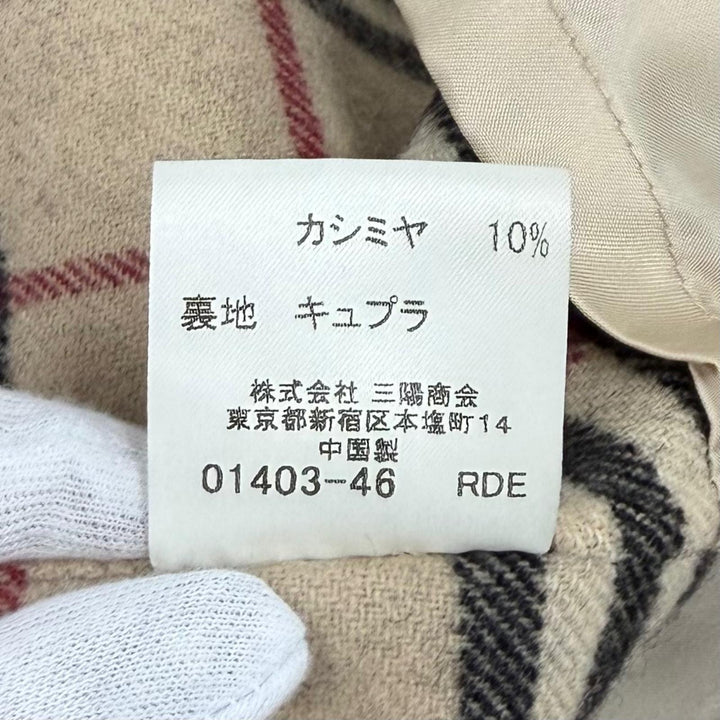 美品★BURBERRY LONDON バーバリーロンドン FN056-051-09 ウール カシミヤ混 ロゴボタン 裏地ノバチェック柄 コート ブラック 38 正規品