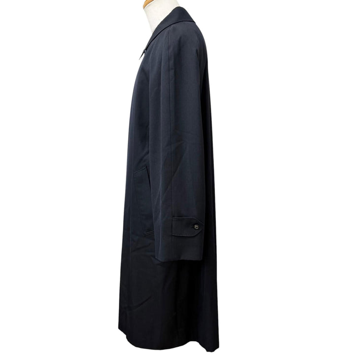 美品□BURBERRY LONDON バーバリーロンドン シルク カシミヤ混 裏ノバチェック柄 ステンカラーコート ネイビー 92-170-5 日本製 正規品