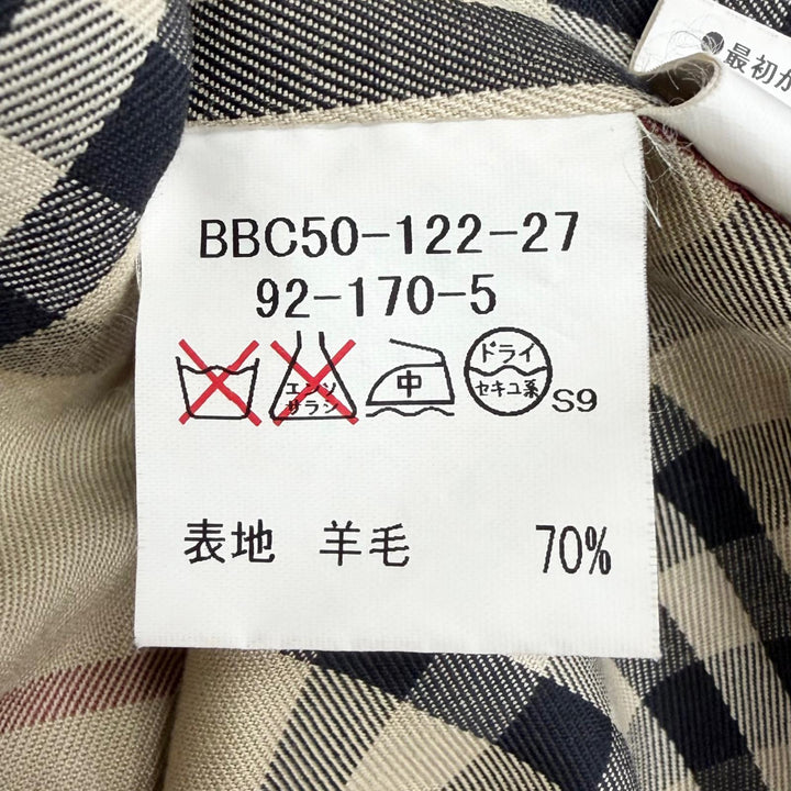美品□BURBERRY LONDON バーバリーロンドン シルク カシミヤ混 裏ノバチェック柄 ステンカラーコート ネイビー 92-170-5 日本製 正規品
