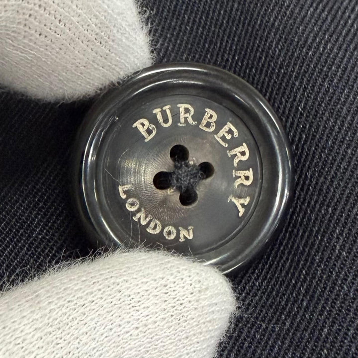 美品□BURBERRY LONDON バーバリーロンドン シルク カシミヤ混 裏ノバチェック柄 ステンカラーコート ネイビー 92-170-5 日本製 正規品