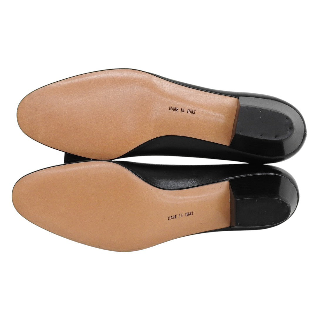 未使用品▲Salvatore Ferragamo サルヴァトーレフェラガモ ヴァラ レザー パンプス ブラック ゴールド金具 7 伊製 レディース 保存袋付き