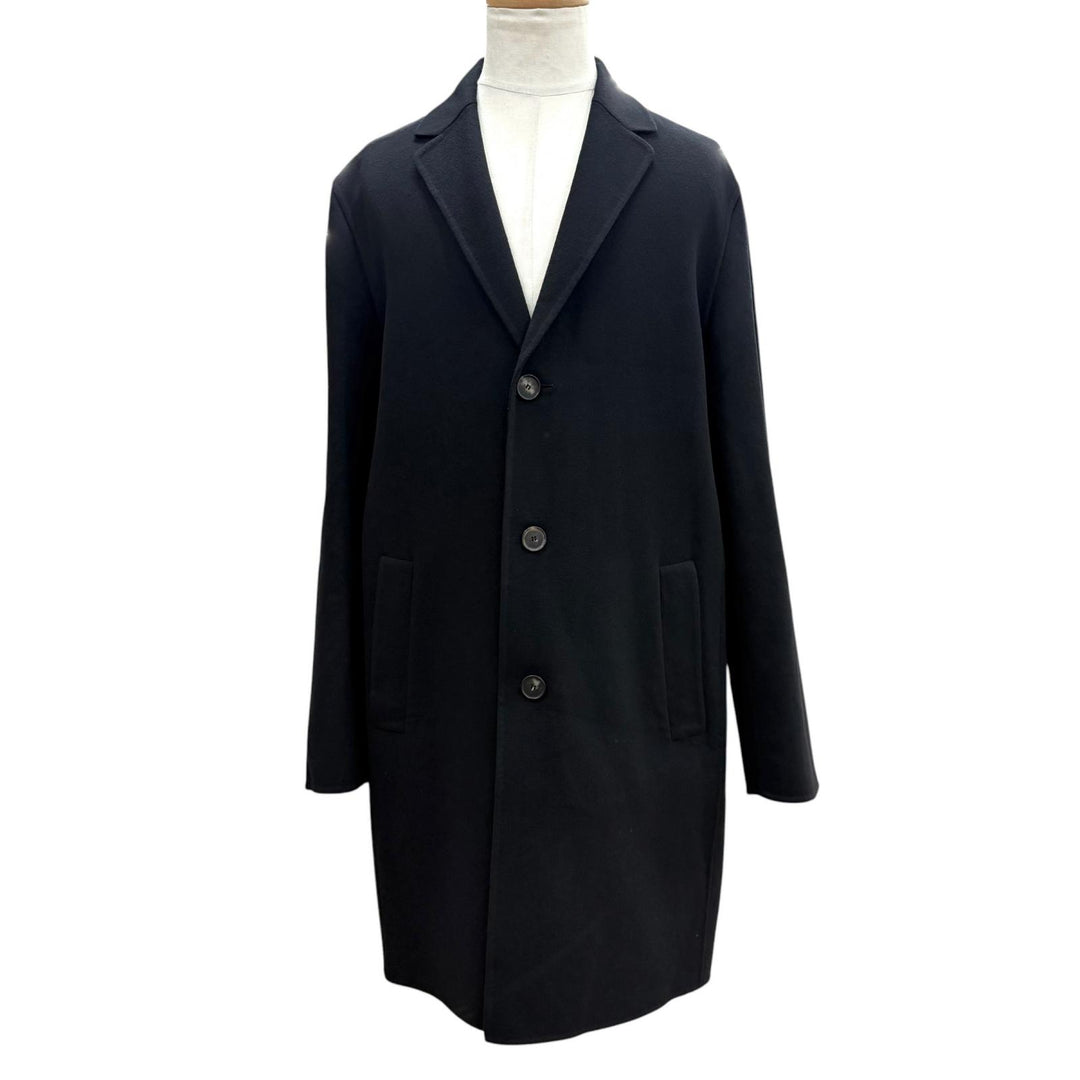 美品▼Salvatore Ferragamo サルヴァトーレフェラガモ バージンウール カシミヤ ロゴ入りボタン シングル チェスターコート 52 正規品