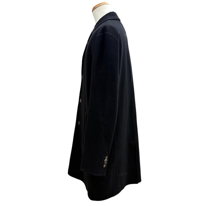 美品▼Salvatore Ferragamo サルヴァトーレフェラガモ バージンウール カシミヤ ロゴ入りボタン シングル チェスターコート 52 正規品