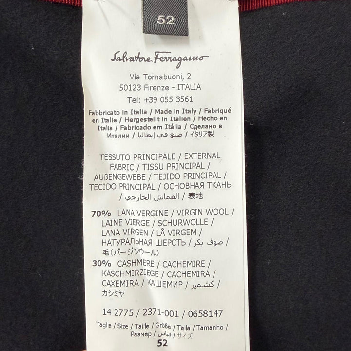 美品▼Salvatore Ferragamo サルヴァトーレフェラガモ バージンウール カシミヤ ロゴ入りボタン シングル チェスターコート 52 正規品
